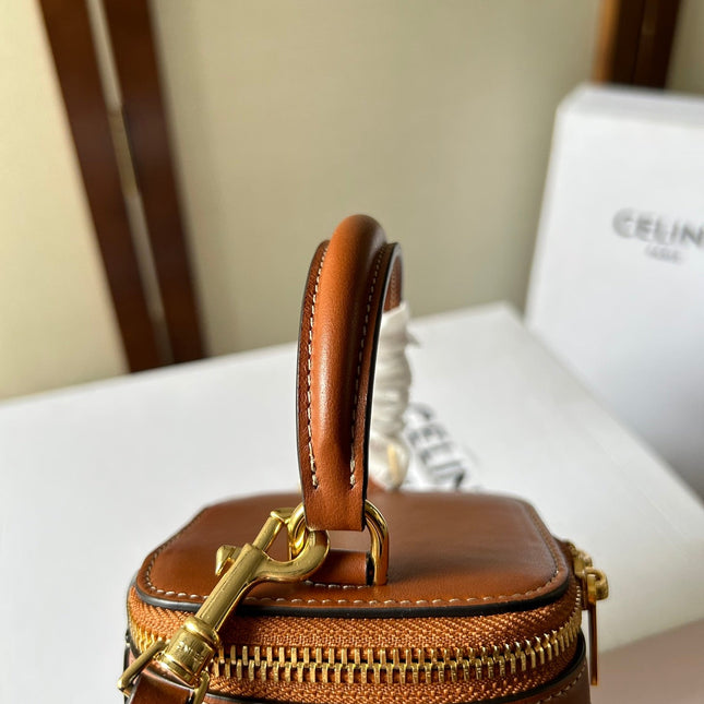 MINI VANITY CASE CUIR TRIOMPHE 9 IN BRONZE BROWN SMOOTH CALFSKIN