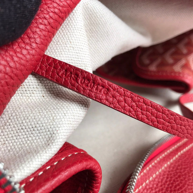 HARDY PM BAG 40 IN RED GOYARDINE CANVAS AND TAURILLON LEATHER TRIM