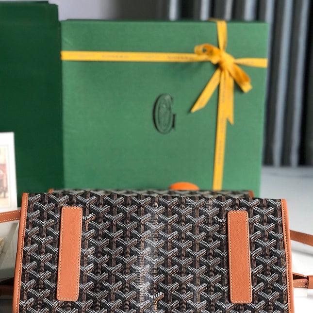 SAINT LÉGER BACKPACK 35 IN BROWN GOYARDINE CANVAS AND CALFSKIN WITH CARTOON PATCH