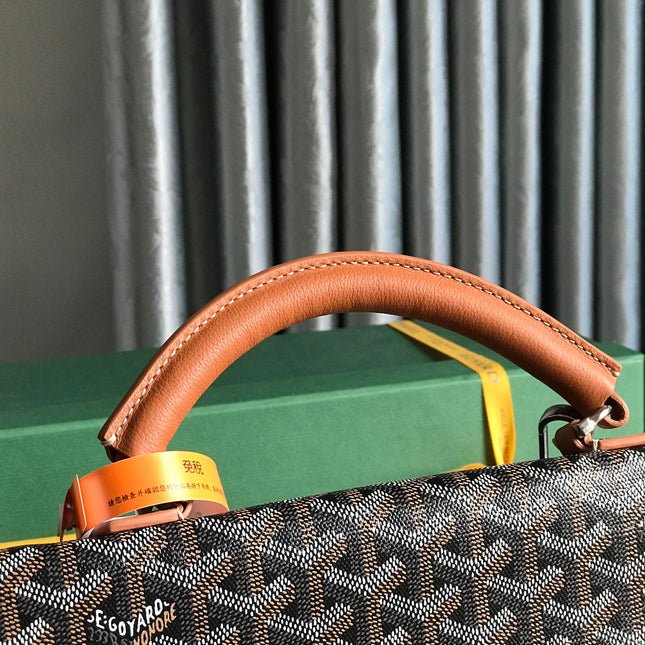 SAINT LÉGER BACKPACK 35 IN BROWN GOYARDINE CANVAS AND CALFSKIN WITH CARTOON PATCH