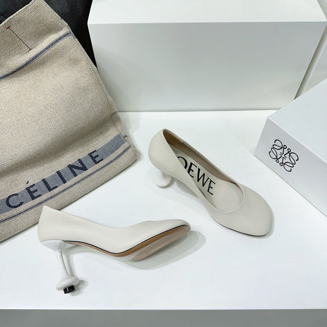 LW TOY PUMP 95 WHITE CALFSKIN