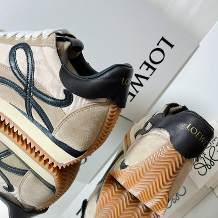 LW FLOW RUNNER TRAINERS IN BROWN AND BEIGE SUEDE
