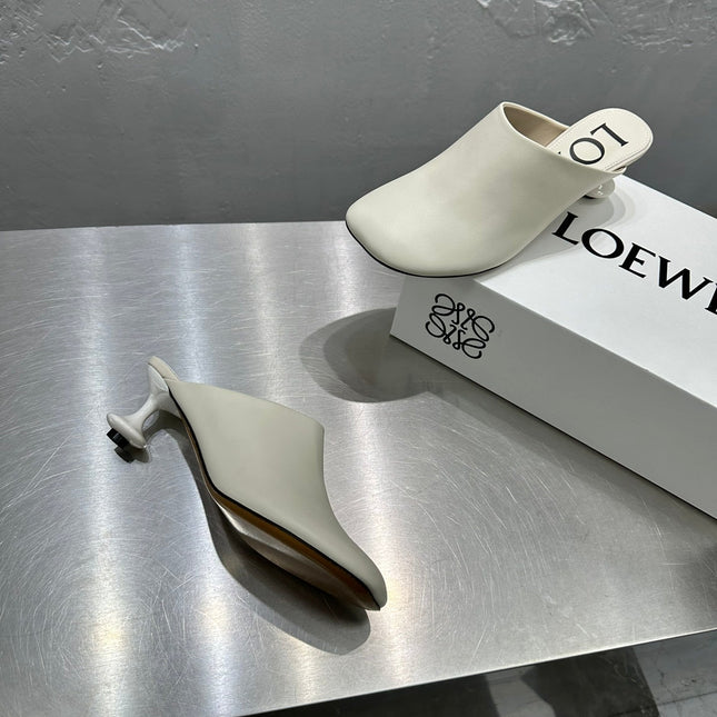 LW TOY MULE 55 WHITE CALFSKIN