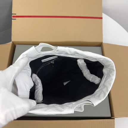 CRUSH SMALL TOTE BAG 27 IN WHITE CRUSHED CALFSKIN SILVER HARDWARE