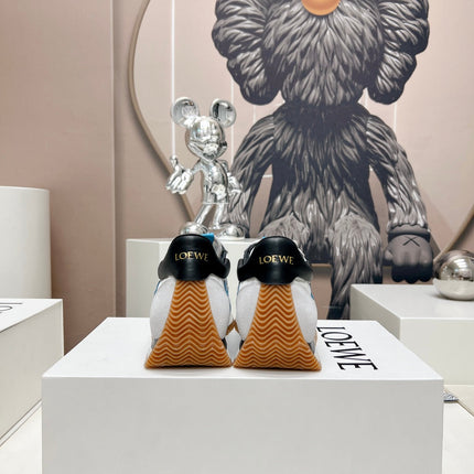 FLOW RUNNER SNEAKER IN PALE GRAY MIX BLUE SUEDE AND SHEEPSKIN