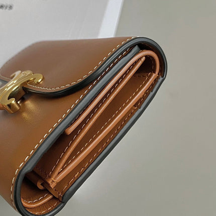 TRIPHOME 10 TRIFOLD WALLET CALFSKIN CINNAMON BROWN