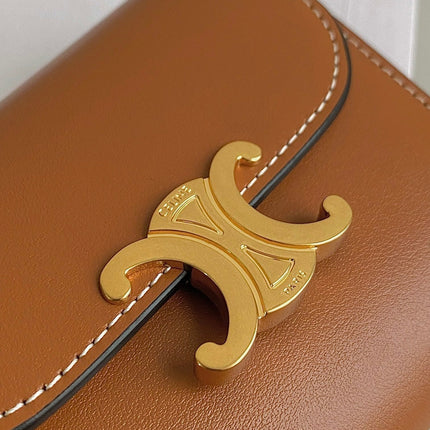 TRIPHOME 10 TRIFOLD WALLET CALFSKIN CINNAMON BROWN