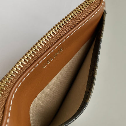 TRIOMPHE 9 WALLET TWO-IN-ONE OLD FLOWER BROWN CALFSKIN