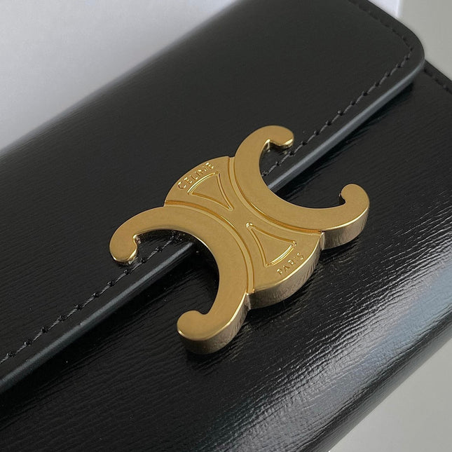 TRIOMPHE 9 WALLET TWO-IN-ONE BLACK CALFSKIN