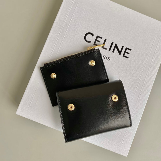 TRIOMPHE 9 WALLET TWO-IN-ONE BLACK CALFSKIN
