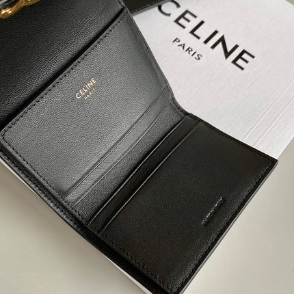TRIOMPHE 9 WALLET TWO-IN-ONE BLACK CALFSKIN