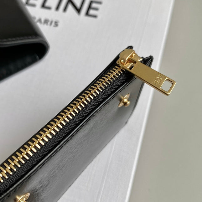 TRIOMPHE 9 WALLET TWO-IN-ONE BLACK CALFSKIN