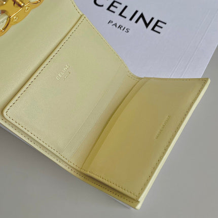 TRIOMPHE 9 WALLET TWO-IN-ONE YELLOW PASTEL CALFSKIN