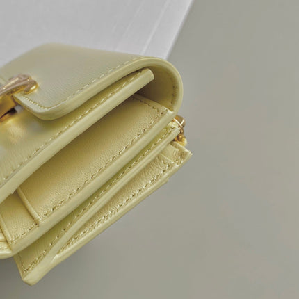 TRIOMPHE 9 WALLET TWO-IN-ONE YELLOW PASTEL CALFSKIN