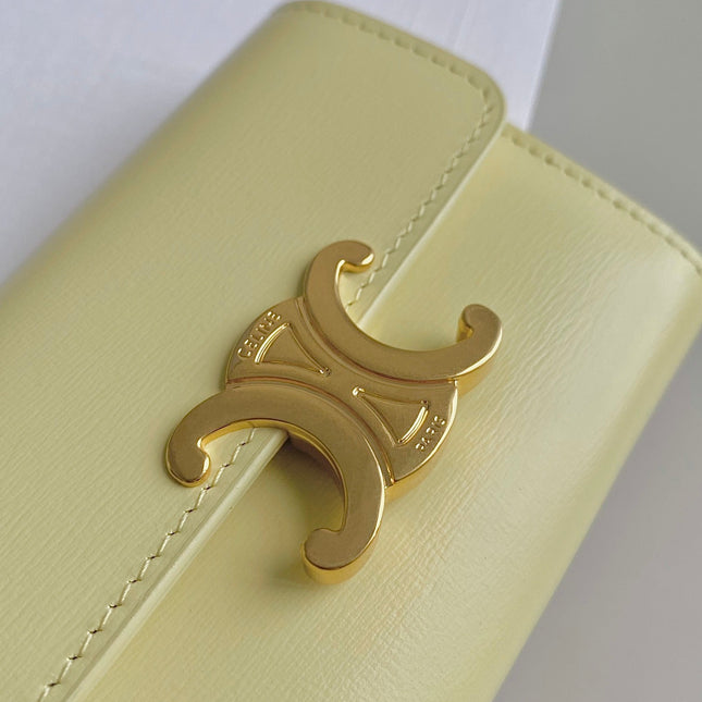 TRIOMPHE 9 WALLET TWO-IN-ONE YELLOW PASTEL CALFSKIN