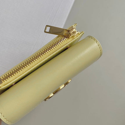 TRIOMPHE 9 WALLET TWO-IN-ONE YELLOW PASTEL CALFSKIN