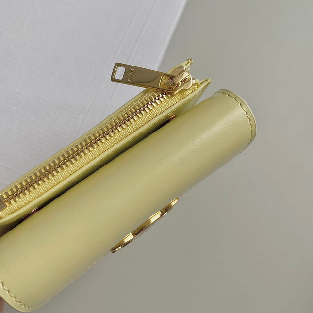 TRIOMPHE 9 WALLET TWO-IN-ONE YELLOW PASTEL CALFSKIN