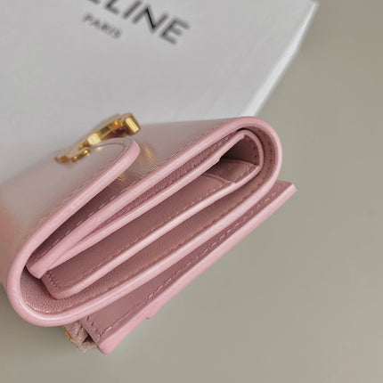 TRIOMPHE 9 WALLET TWO-IN-ONE PINK PASTEL CALFSKIN