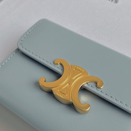 TRIOMPHE 9 WALLET TWO-IN-ONE GLACIER BLUE CALFSKIN
