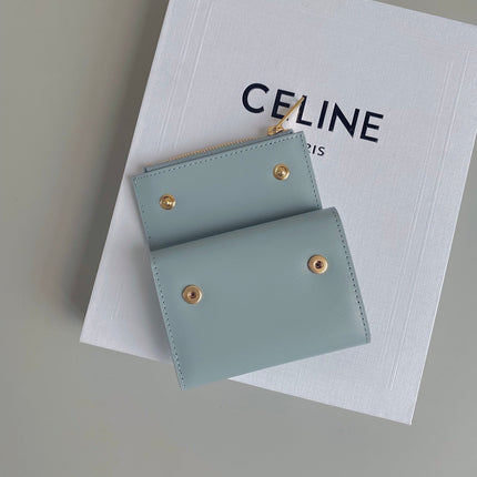 TRIOMPHE 9 WALLET TWO-IN-ONE GLACIER BLUE CALFSKIN