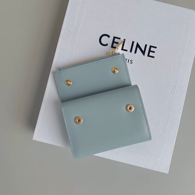 TRIOMPHE 9 WALLET TWO-IN-ONE GLACIER BLUE CALFSKIN