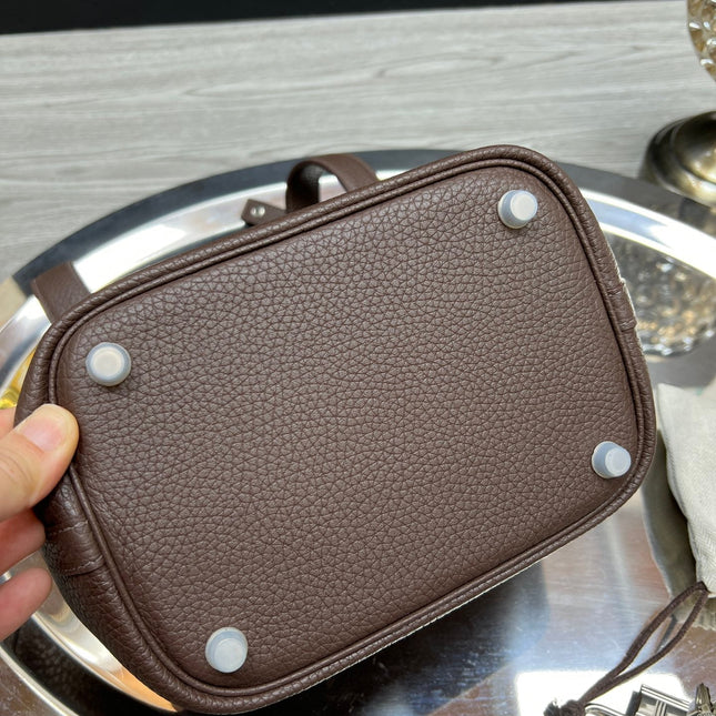 HM PICOTIN LOCK 18 CHOCOLATE CALFSKIN