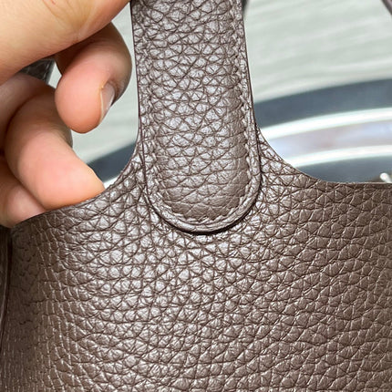 HM PICOTIN LOCK 18 CHOCOLATE CALFSKIN