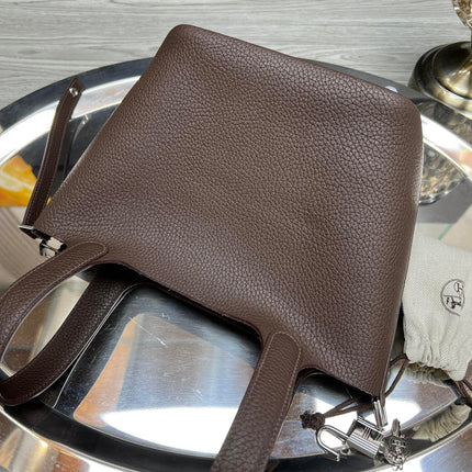 HM PICOTIN LOCK 18 CHOCOLATE CALFSKIN