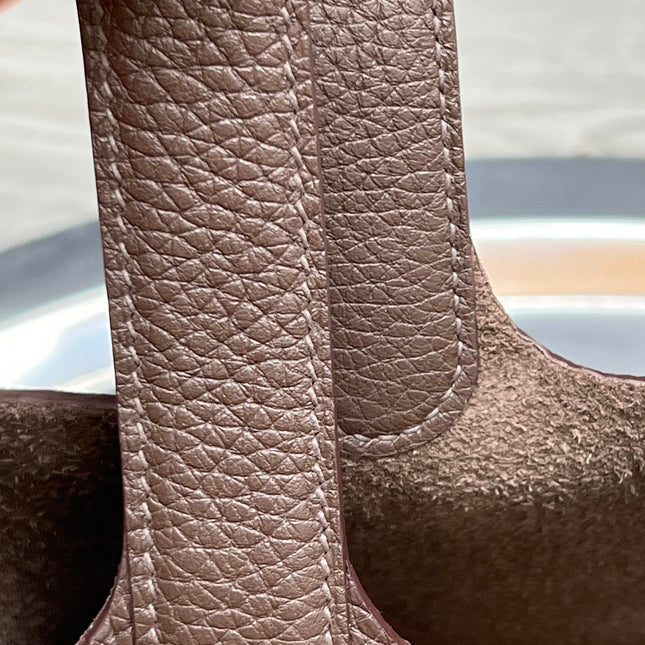 HM PICOTIN LOCK 18 CHOCOLATE CALFSKIN