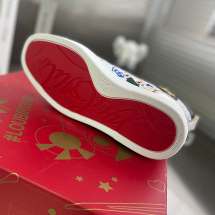 GRAFFITI HIGH-TOP FLAT SNEAKERS IN MULTICOLOR CALFSKIN