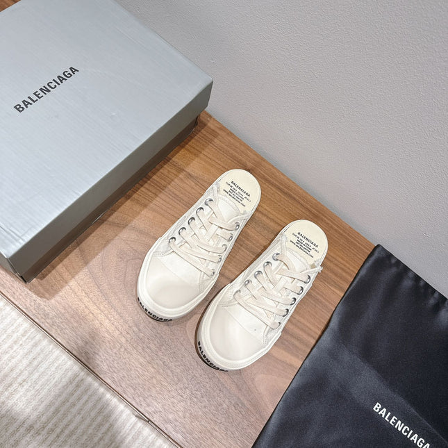 BALENCIAGA 25S SPORT CLOGS IN CREAM WHITE CANVAS