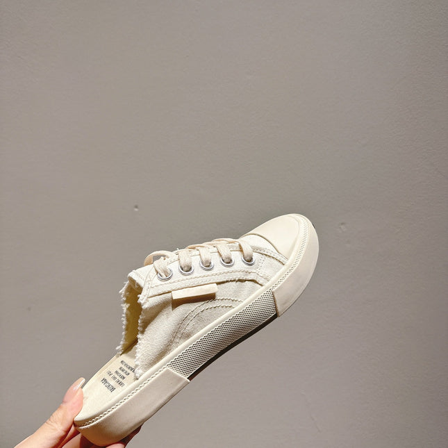 BALENCIAGA 25S SPORT CLOGS IN CREAM WHITE CANVAS