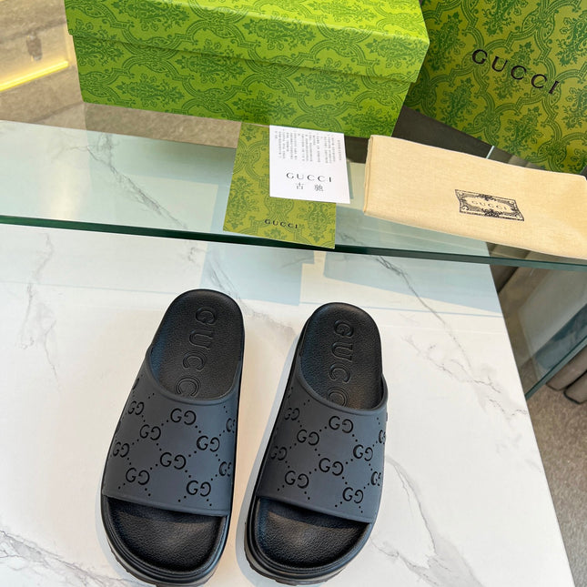 PLATFORM SANDALS IN BLACK MONOGRAM IMPORTED TPU