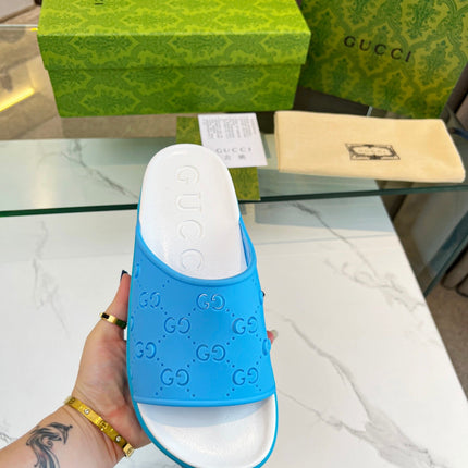 PLATFORM SANDALS IN SKY BLUE MONOGRAM IMPORTED TPU