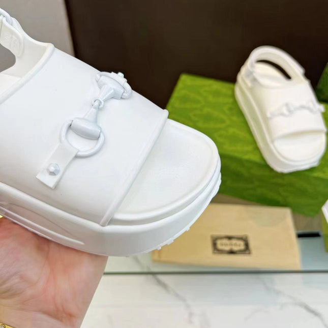 HORSEBIT FLATFORM SANDAL 5 CM IN WHITE IMPORTED TPU