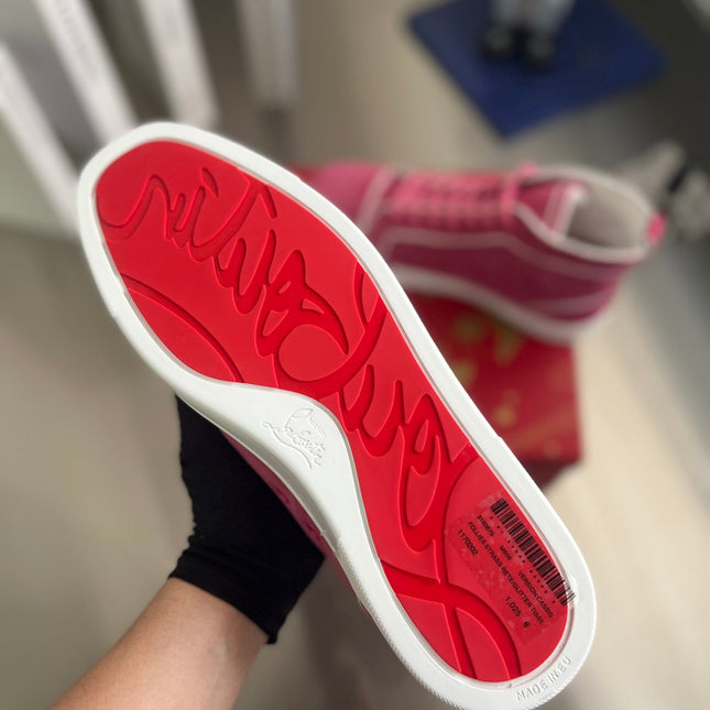 VARSILOUIS HIGH-TOP FLAT SNEAKERS IN ROSE PINK SUEDE