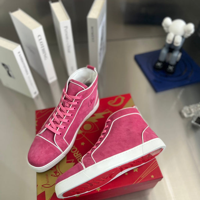 VARSILOUIS HIGH-TOP FLAT SNEAKERS IN ROSE PINK SUEDE