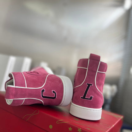 VARSILOUIS HIGH-TOP FLAT SNEAKERS IN ROSE PINK SUEDE