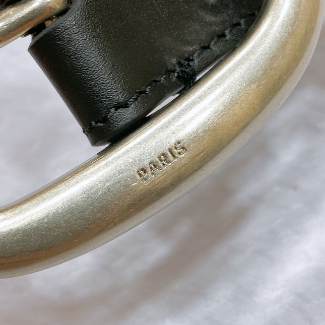 CL LARGE 35 MM BELT IN BLACK CALFSKIN LIGHT GOLD HARDWARE