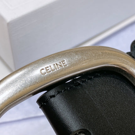 CL LARGE 35 MM BELT IN BLACK CALFSKIN LIGHT GOLD HARDWARE