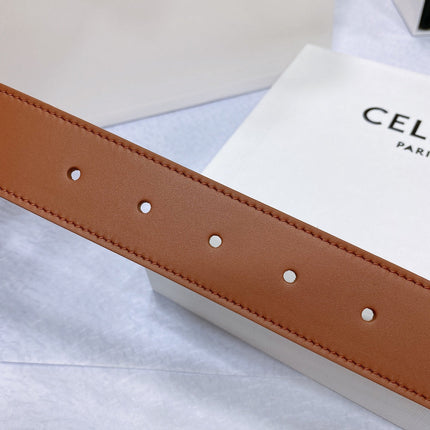 CL LARGE 35 MM BELT IN BRONZE BROWN CALFSKIN GOLD HARDWARE