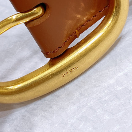 CL LARGE 35 MM BELT IN BRONZE BROWN CALFSKIN GOLD HARDWARE
