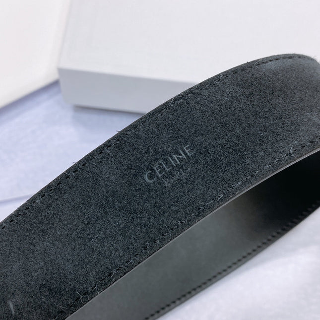 CL LARGE 35 MM BELT IN BLACK CALFSKIN GOLD HARDWARE