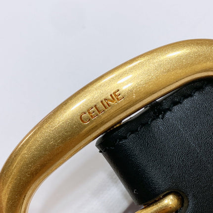 CL LARGE 35 MM BELT IN BLACK CALFSKIN GOLD HARDWARE