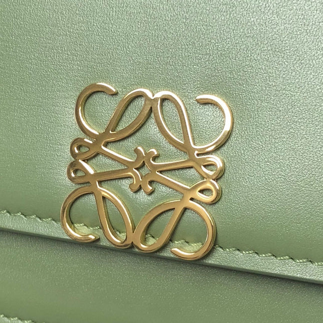 LOE GOYA BAG 23 IN AVOCADO GREEN SILK CALFSKIN