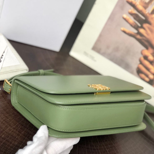 LOE GOYA BAG 23 IN AVOCADO GREEN SILK CALFSKIN