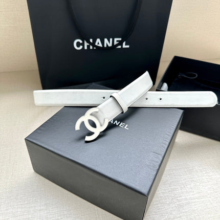 CC 30MM BELT IN FULL WHITE SMOOTH CALFSKIN METAL HARDWARE
