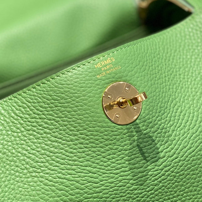 HM LINDY 30 BAG KELLY GREEN CALFSKIN