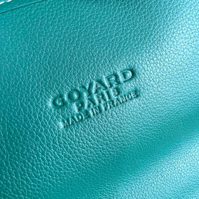 SAINT LÉGER BACKPACK 35 IN GREEN GOYARDINE CANVAS AND CALFSKIN WITH CARTOON PATCH