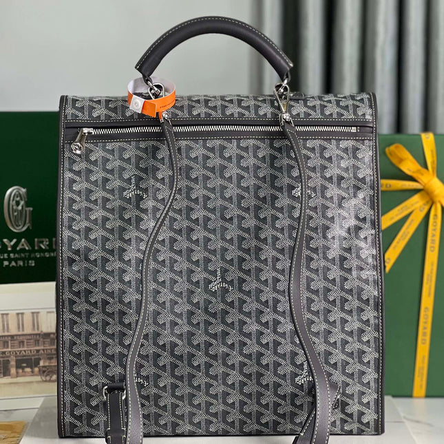 SAINT LÉGER BACKPACK 35 IN BLACK GOYARDINE CANVAS AND CALFSKIN WITH CARTOON PATCH